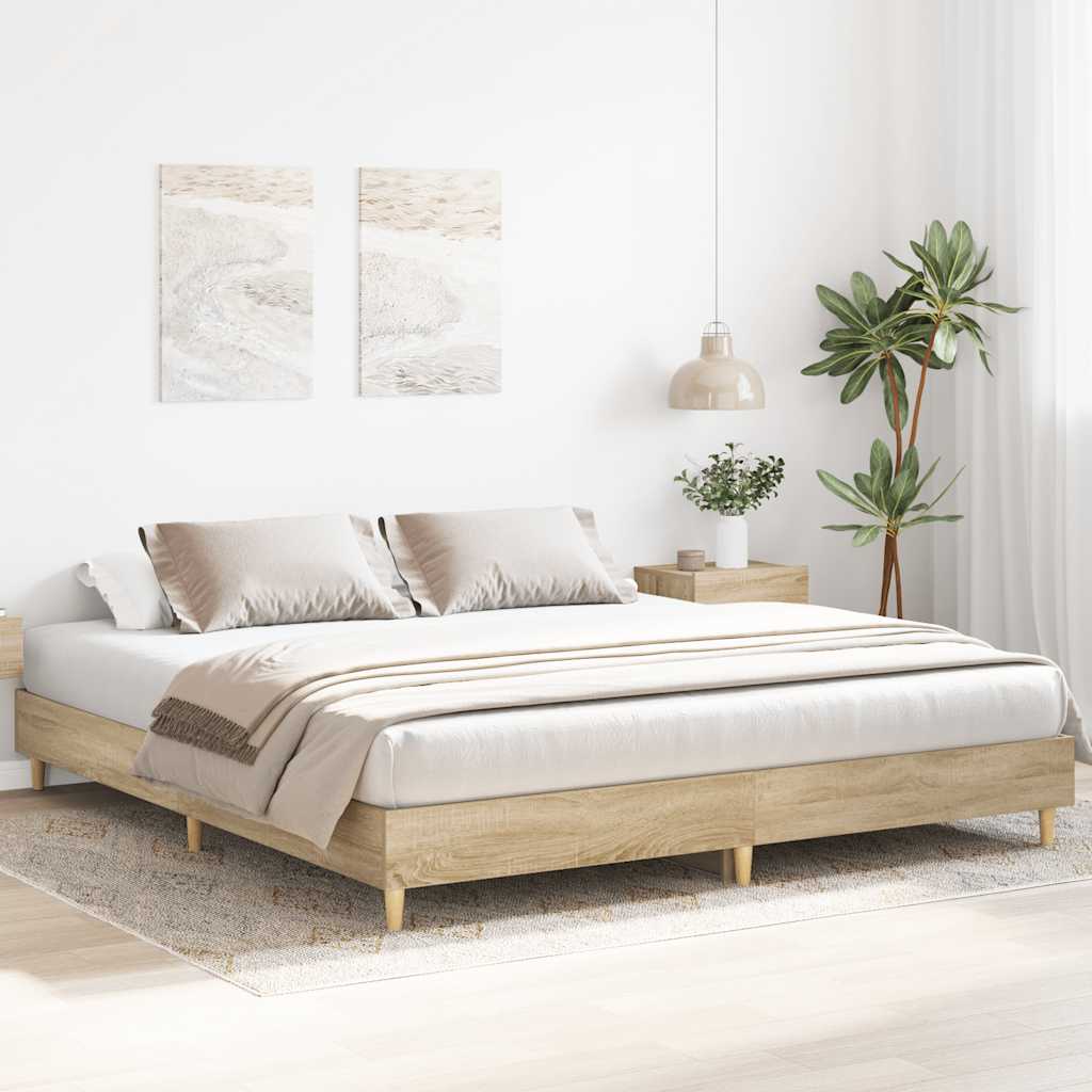 Sonoma Oak Engineered Wood Bed Frame 160x200cm - No Mattress