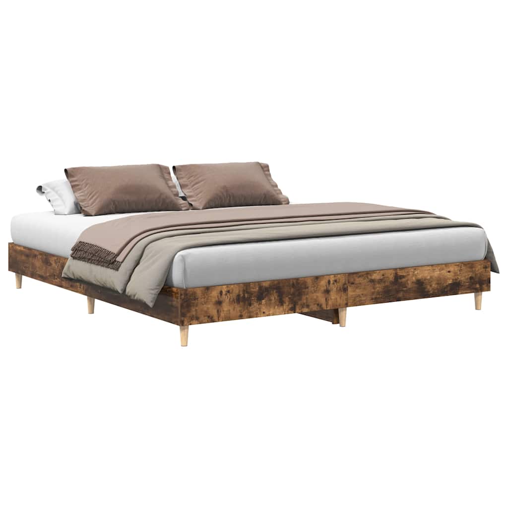 Smoked Oak 160x200cm Bed Frame - Engineered Wood, No Mattress
