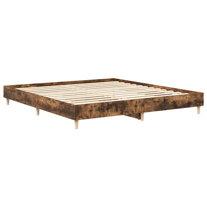 Smoked Oak 160x200cm Bed Frame - Engineered Wood, No Mattress