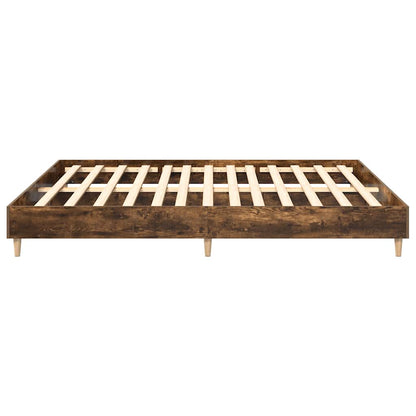 Smoked Oak 160x200cm Bed Frame - Engineered Wood, No Mattress
