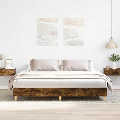 Smoked Oak 160x200cm Bed Frame - Engineered Wood, No Mattress