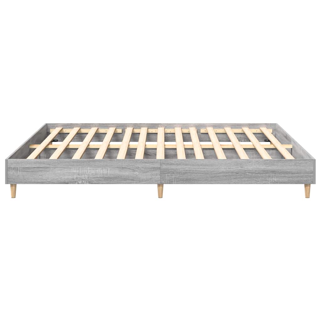 Stylish Grey Sonoma 160x200cm Engineered Wood Bed Frame