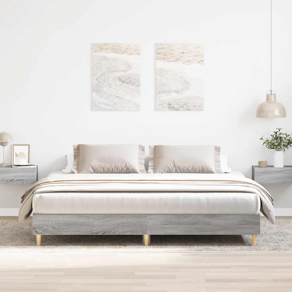 Stylish Grey Sonoma 160x200cm Engineered Wood Bed Frame