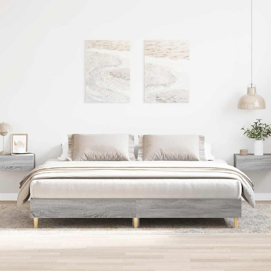 Stylish Grey Sonoma 160x200cm Engineered Wood Bed Frame