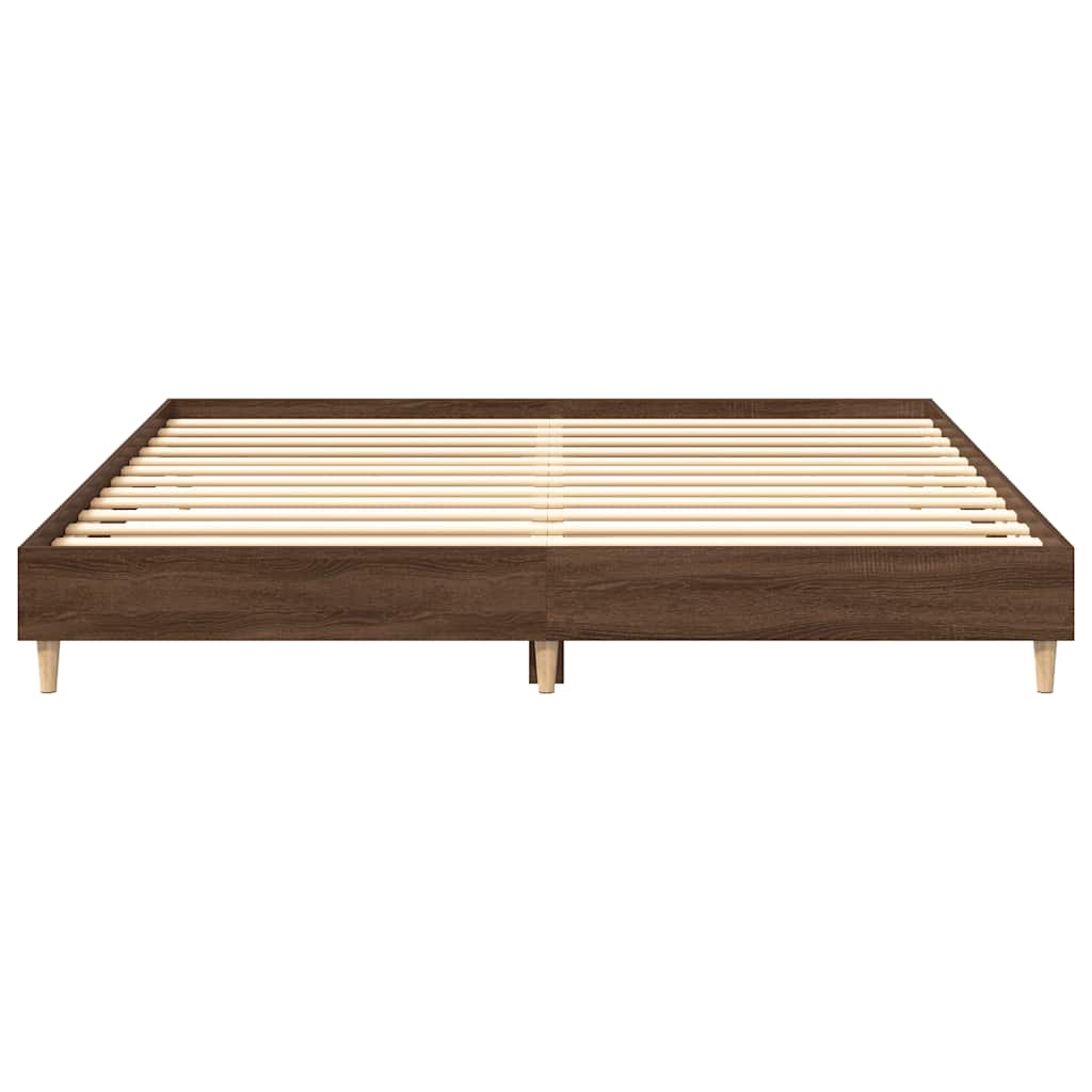 Brown Oak Engineered Wood Bed Frame 160x200cm (No Mattress)
