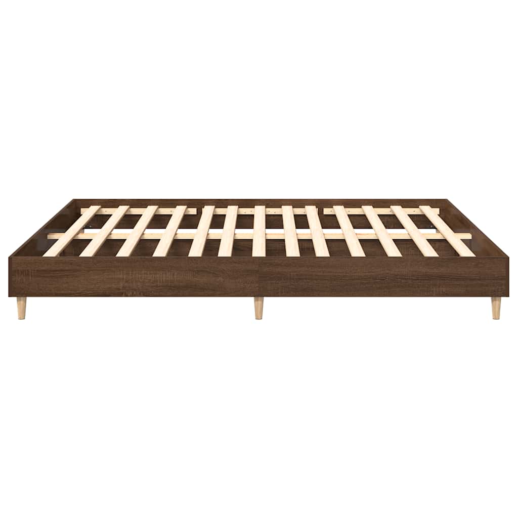 Brown Oak Engineered Wood Bed Frame 160x200cm (No Mattress)