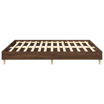 Brown Oak Engineered Wood Bed Frame 160x200cm (No Mattress)