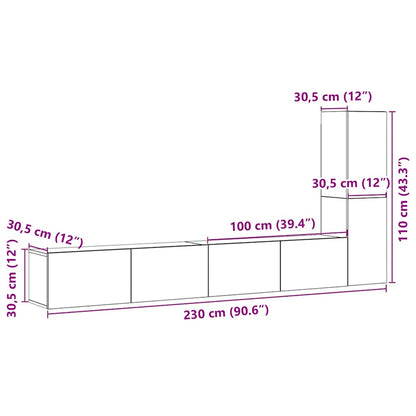 Wall Mounted TV cabinets 3 pcs Old Wood Engineered Wood