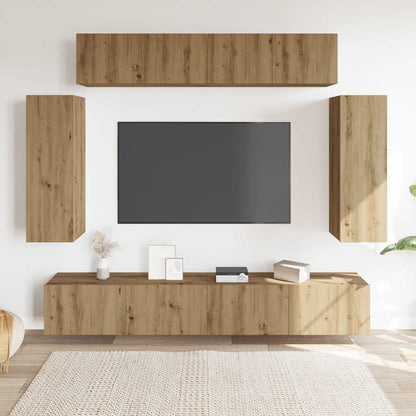 6 Piece TV Cabinet Set Wall-mounted Artisan Oak Engineered Wood