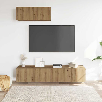3 Piece TV Cabinet Set Wall-mounted Artisan Oak Engineered Wood