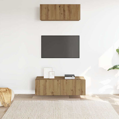 2 Piece TV Cabinet Set Wall-mounted Artisan Oak Engineered Wood