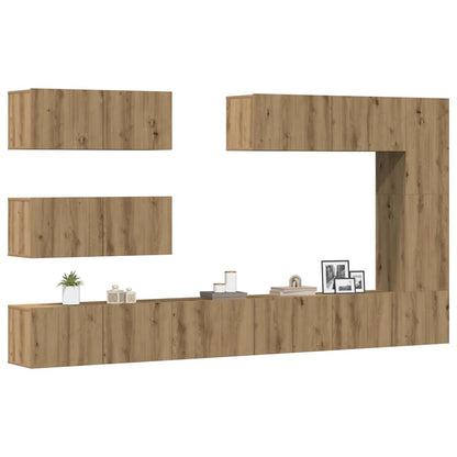 7 Piece TV Cabinet Set Wall-mounted Artisan Oak Engineered Wood