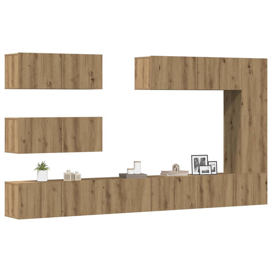 7 Piece TV Cabinet Set Wall-mounted Artisan Oak Engineered Wood