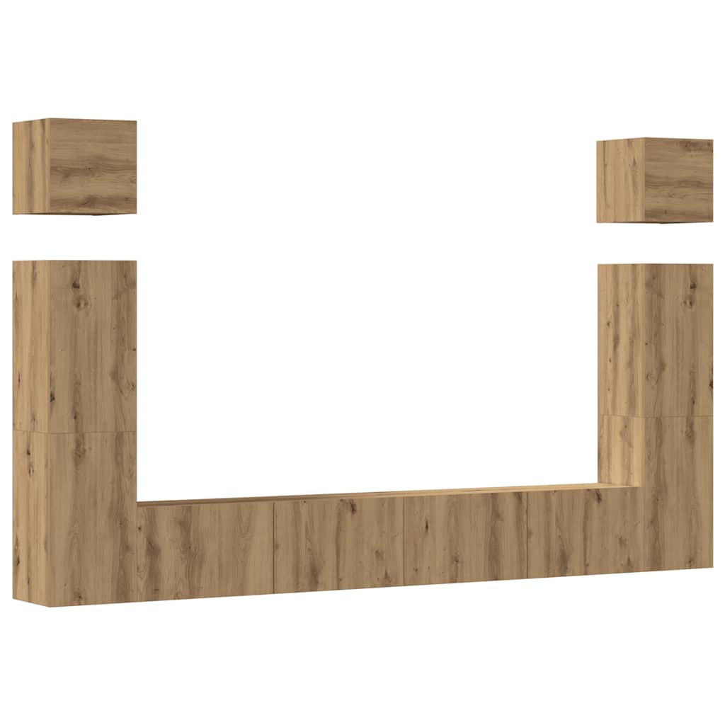 6 Piece TV Cabinet Set Wall-mounted Artisan Oak Engineered Wood