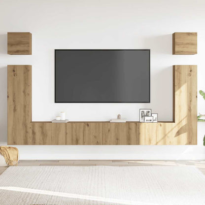 6 Piece TV Cabinet Set Wall-mounted Artisan Oak Engineered Wood