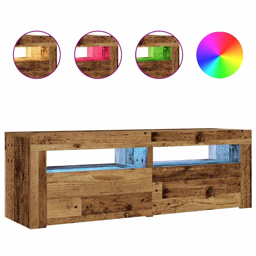 Old Wood LED Bedside Cabinets 2pcs - 60x35x40 cm