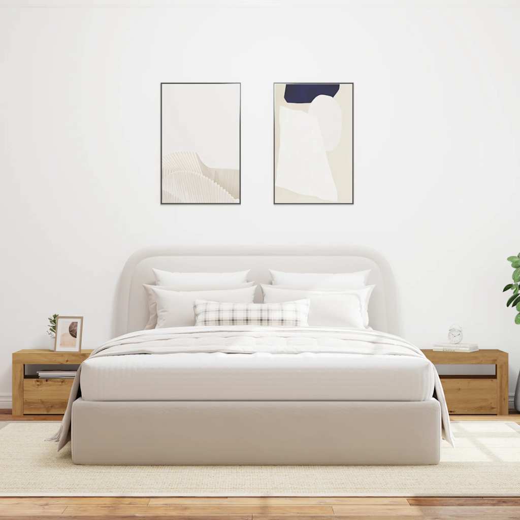 2-Piece Artisan Oak Bedside Cabinets with LEDs, 60x35x40 cm