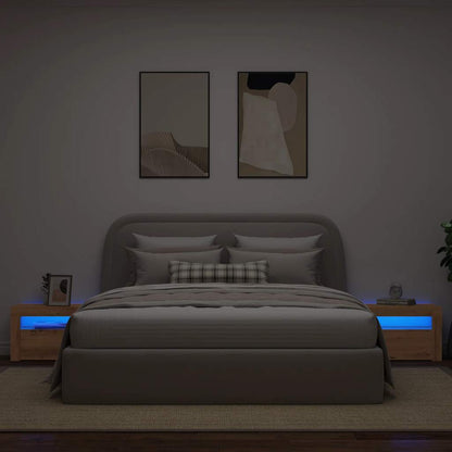 2-Piece Artisan Oak Bedside Cabinets with LEDs, 60x35x40 cm