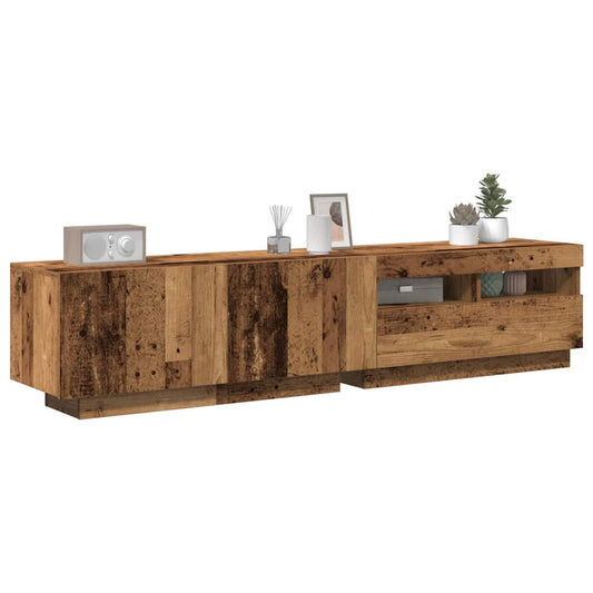 TV Cabinet with LED Lights Artisan Oak 180x35x40 cm Engineered Wood