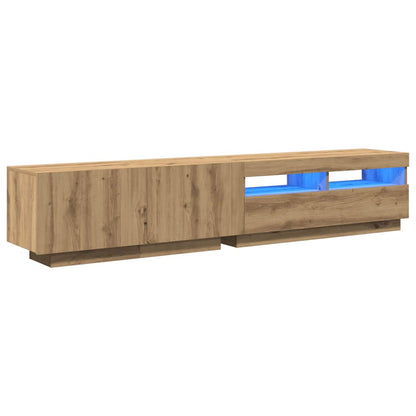 TV Cabinet with LED Lights Artisan Oak 200x35x40 cm Engineered Wood