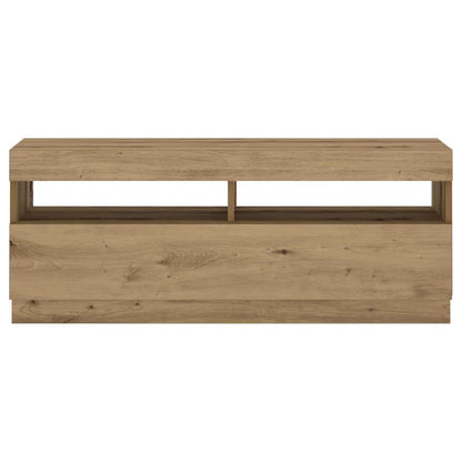 TV Cabinet with LED Lights Artisan Oak 200x35x40 cm Engineered Wood