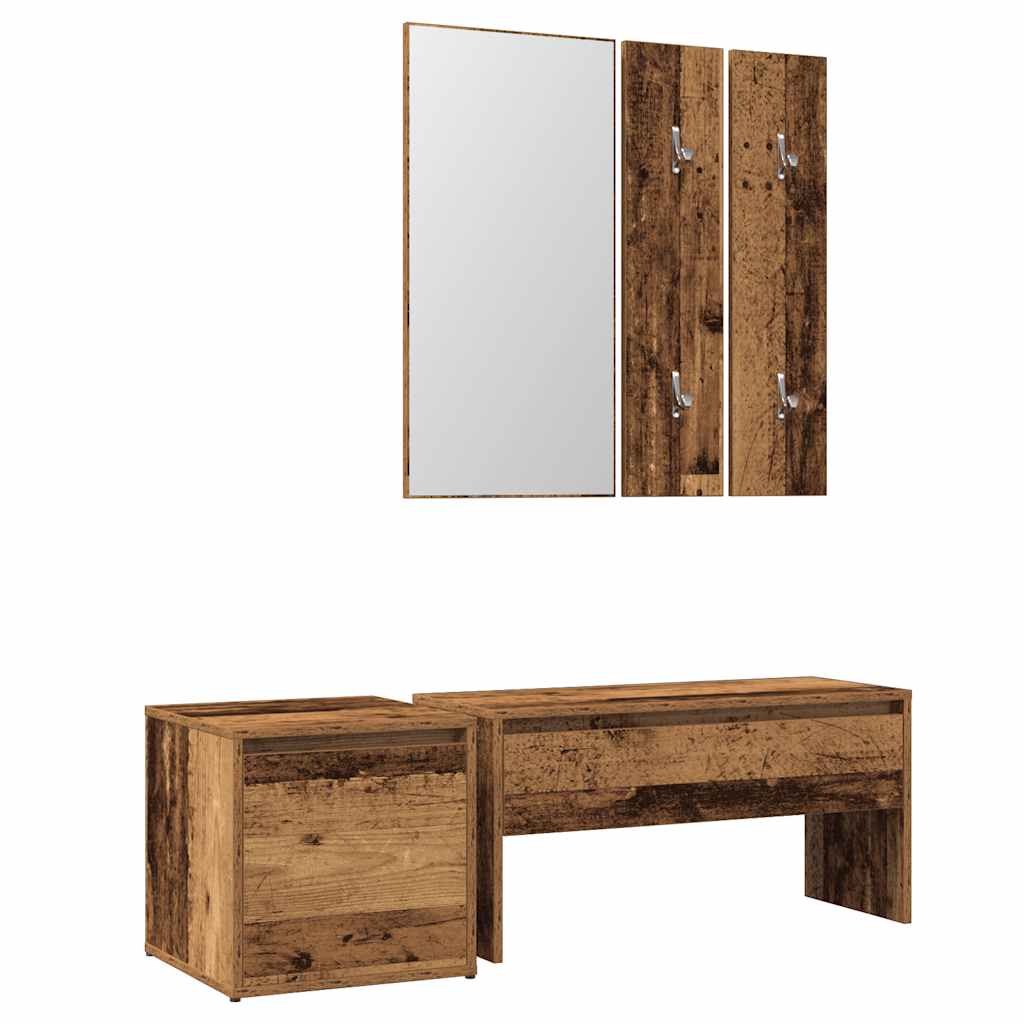 Vintage Hallway Furniture Set: Old & Engineered Wood Elegance