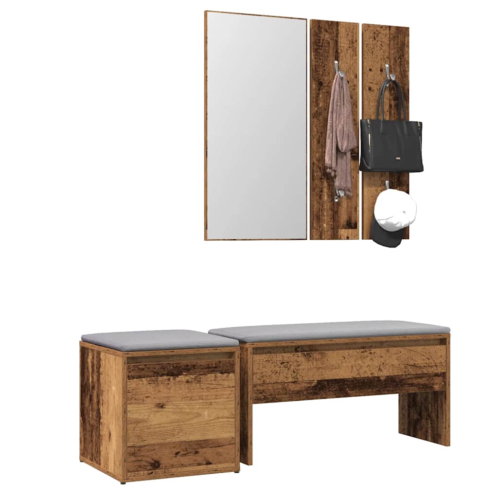 Vintage Hallway Furniture Set: Old & Engineered Wood Elegance
