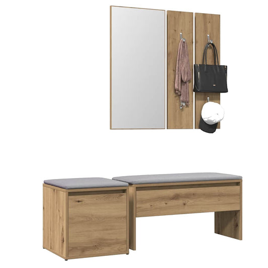 Artisan Oak Hallway Furniture Set - Engineered Wood Elegance