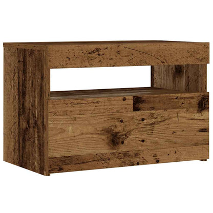LED Bedside Cabinet, Old Wood Finish, 60x35x40 cm, Engineered Wood