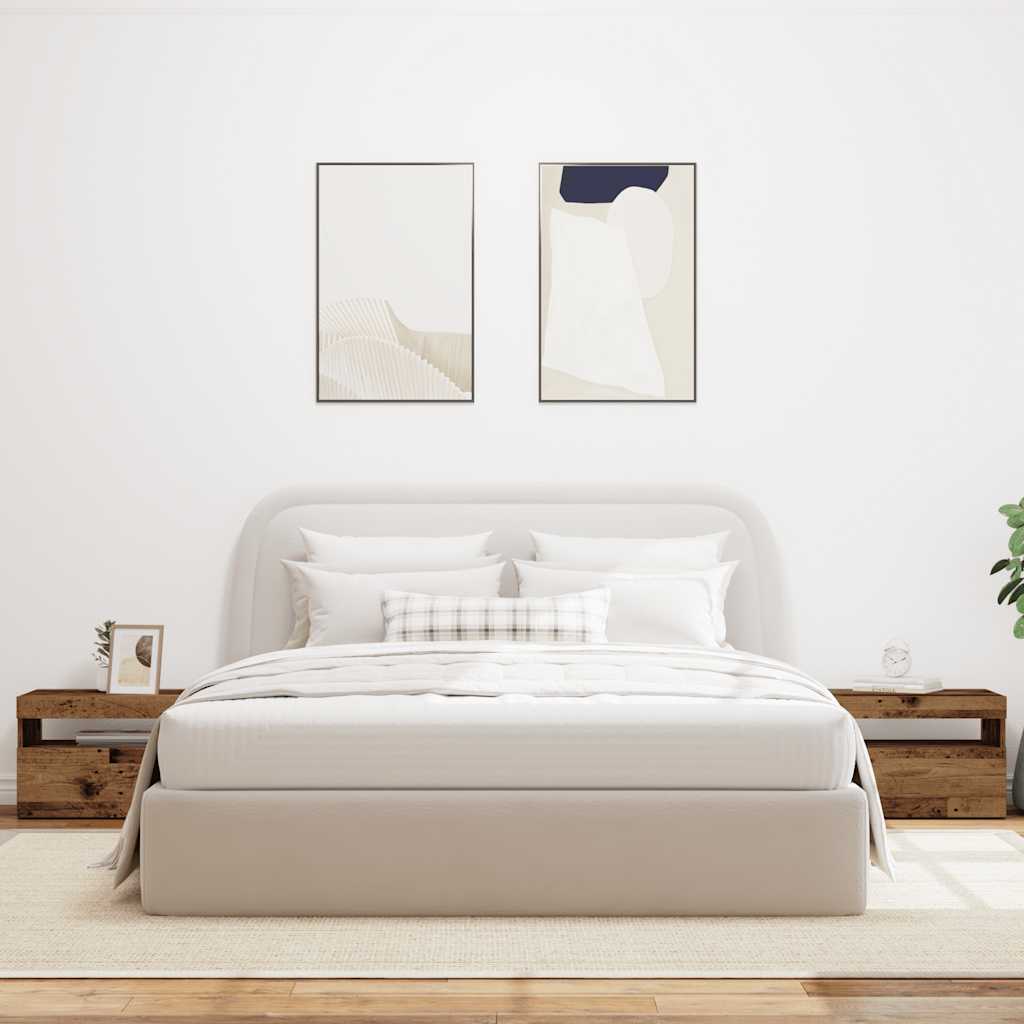 LED Bedside Cabinet, Old Wood Finish, 60x35x40 cm, Engineered Wood