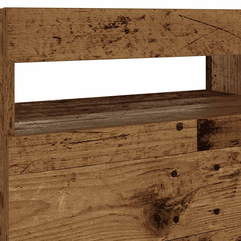 LED Bedside Cabinet, Old Wood Finish, 60x35x40 cm, Engineered Wood