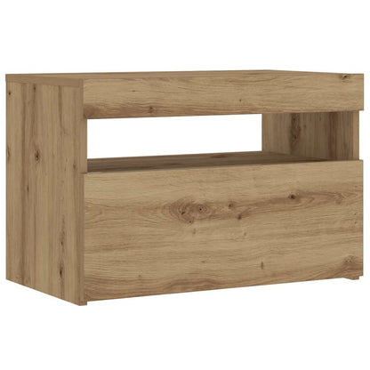 Artisan Oak LED Bedside Cabinet 60x35x40 cm - Engineered Wood