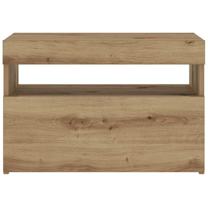 Artisan Oak LED Bedside Cabinet 60x35x40 cm - Engineered Wood