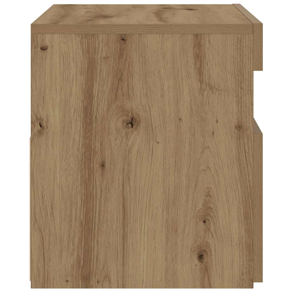 Artisan Oak LED Bedside Cabinet 60x35x40 cm - Engineered Wood