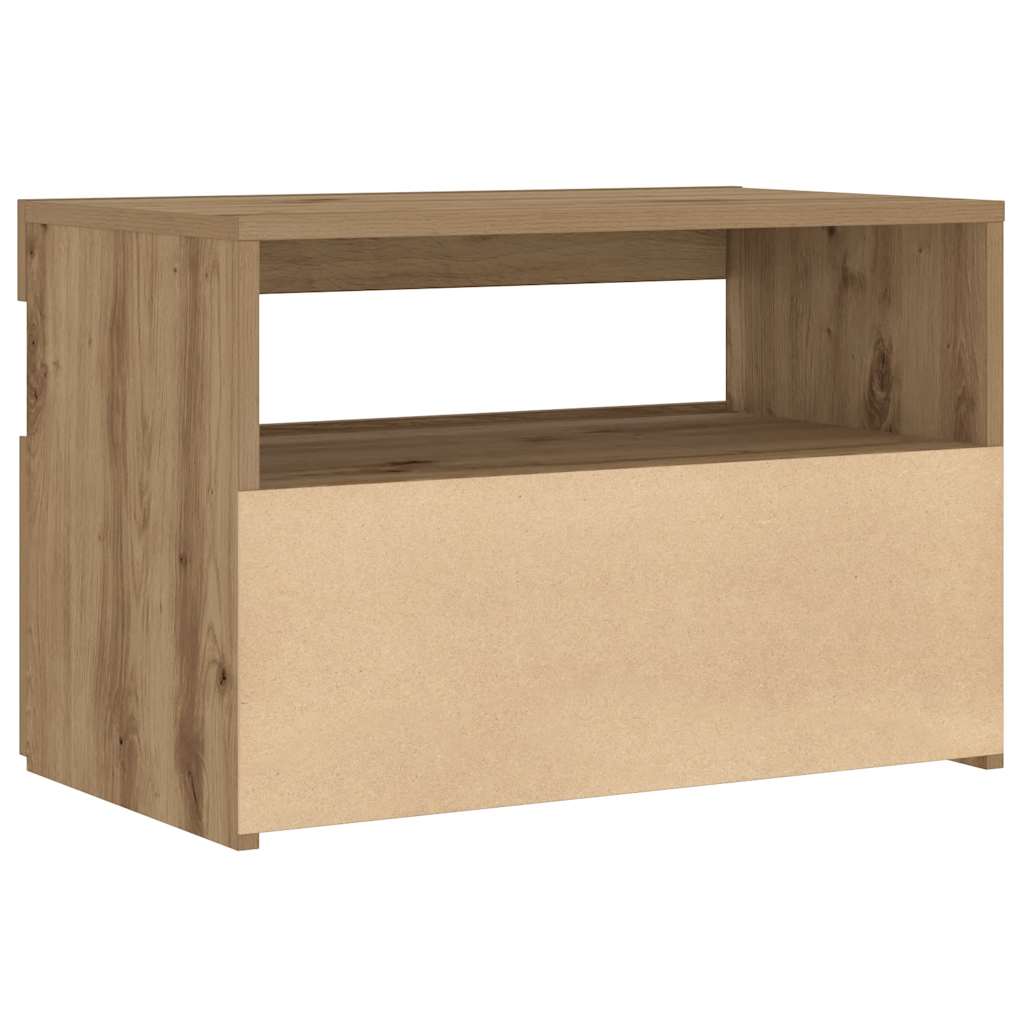 Artisan Oak LED Bedside Cabinet 60x35x40 cm - Engineered Wood