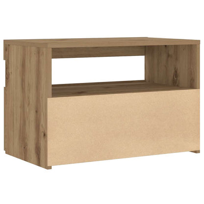 Artisan Oak LED Bedside Cabinet 60x35x40 cm - Engineered Wood