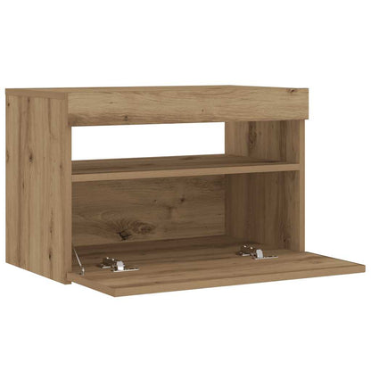 Artisan Oak LED Bedside Cabinet 60x35x40 cm - Engineered Wood