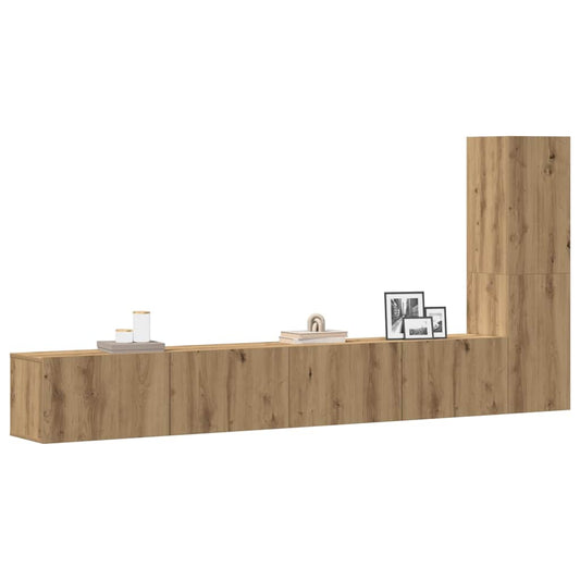 3 Piece TV Cabinet Set Wall-mounted Artisan Oak Engineered Wood