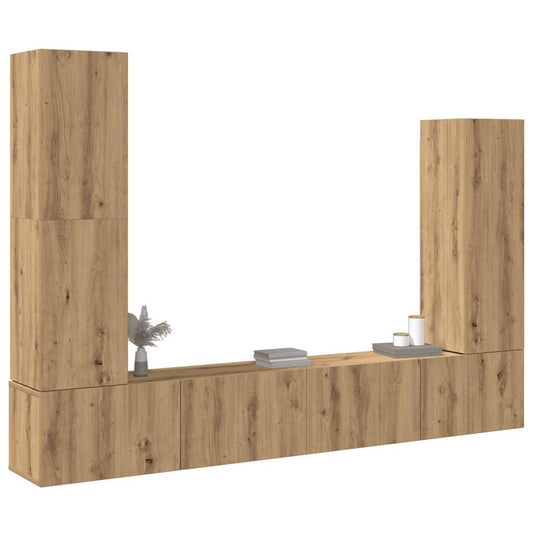 4 Piece TV Cabinet Set Wall-mounted Artisan Oak Engineered Wood