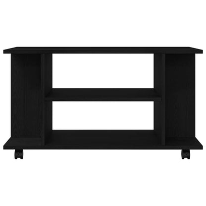 TV Cabinet with Castors Black Oak 80x40x45 cm Engineered Wood