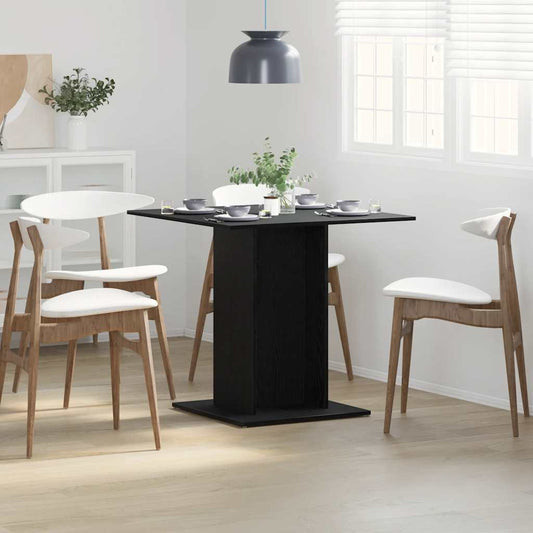 Black Oak Dining Table 80x80x75 cm - Engineered Wood