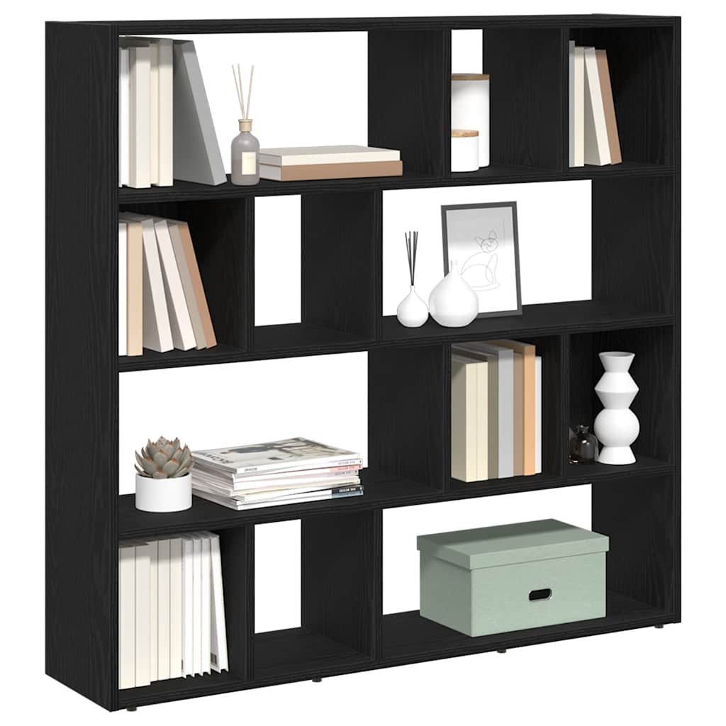 Black Oak Book Cabinet & Room Divider - 105x24x102 cm