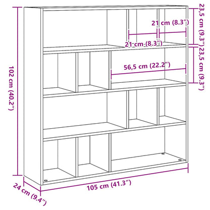 Black Oak Book Cabinet & Room Divider - 105x24x102 cm