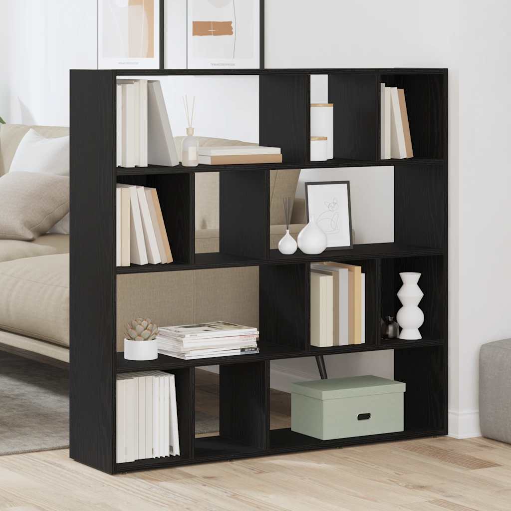 Black Oak Book Cabinet & Room Divider - 105x24x102 cm