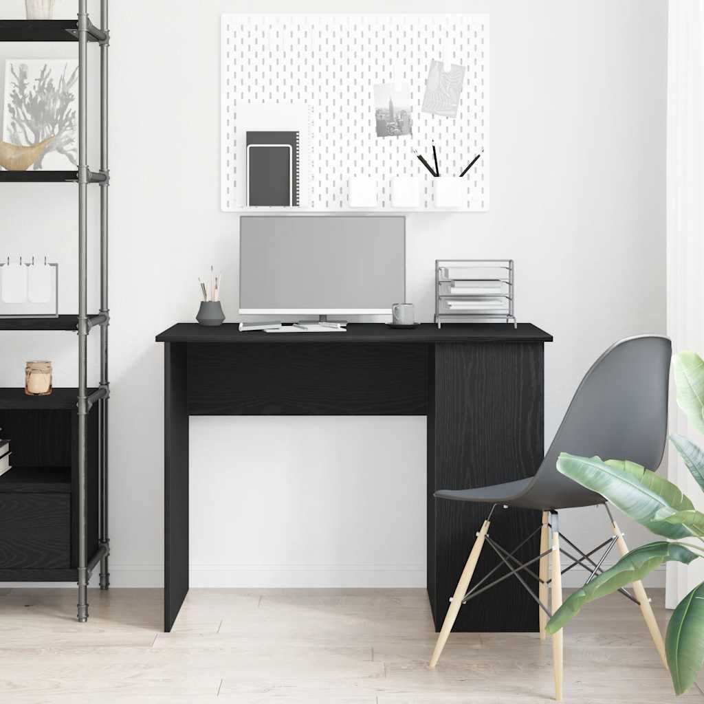 Sleek Black Oak Desk - 100x55x75 cm, Durable Engineered Wood