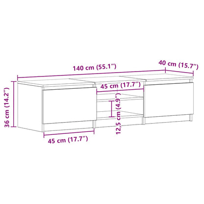 TV Cabinet Black Oak 140x40x35.5 cm Engineered Wood