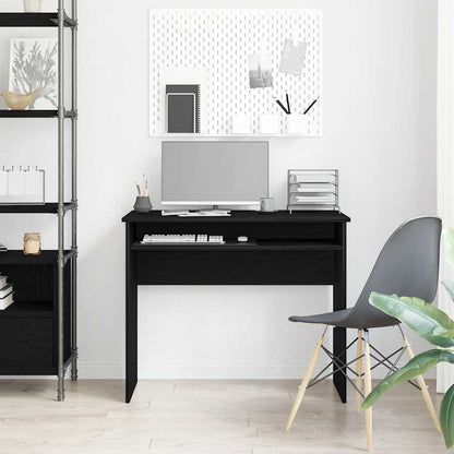 Sleek Black Oak Desk 90x50x74 cm - Durable Engineered Wood