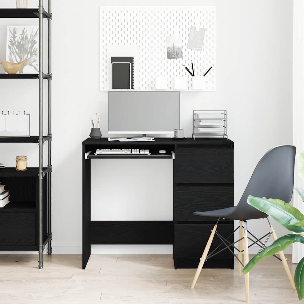 Black Oak Engineered Wood Desk 90x45x76 cm | Sleek & Stylish