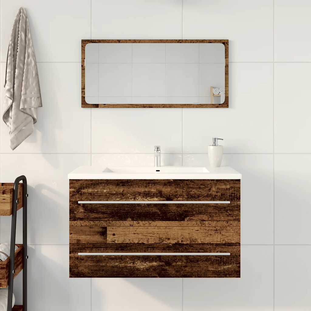 Rustic Engineered Wood Bathroom Sink Cabinet, 80x38.5x48 cm