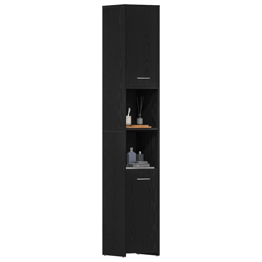 Black Oak Bathroom Cabinet - Engineered Wood 30x30x183.5 cm